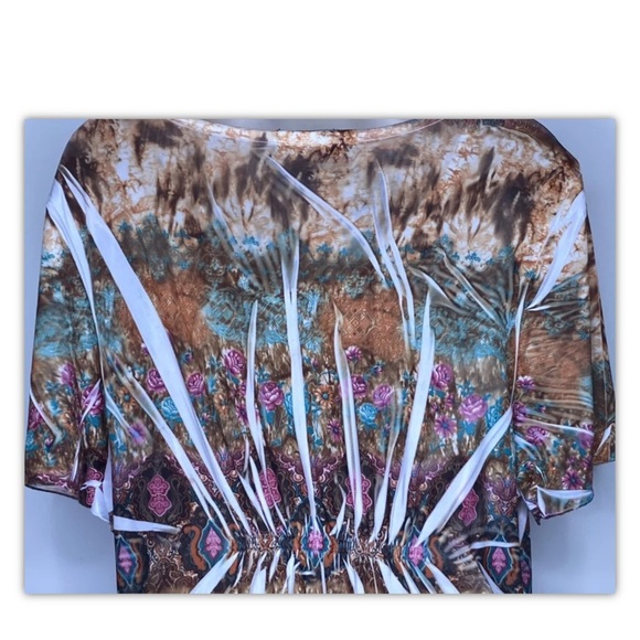 Simply Irresistible Floral Blouse Pleated 2XL Multicolor Elastic Waist Ruffled - Picture 8 of 12